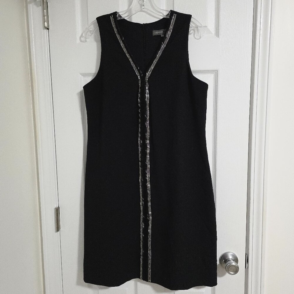 Donna Ricco Size 12 Black Beaded Sleeveless Party Cocktail Dress